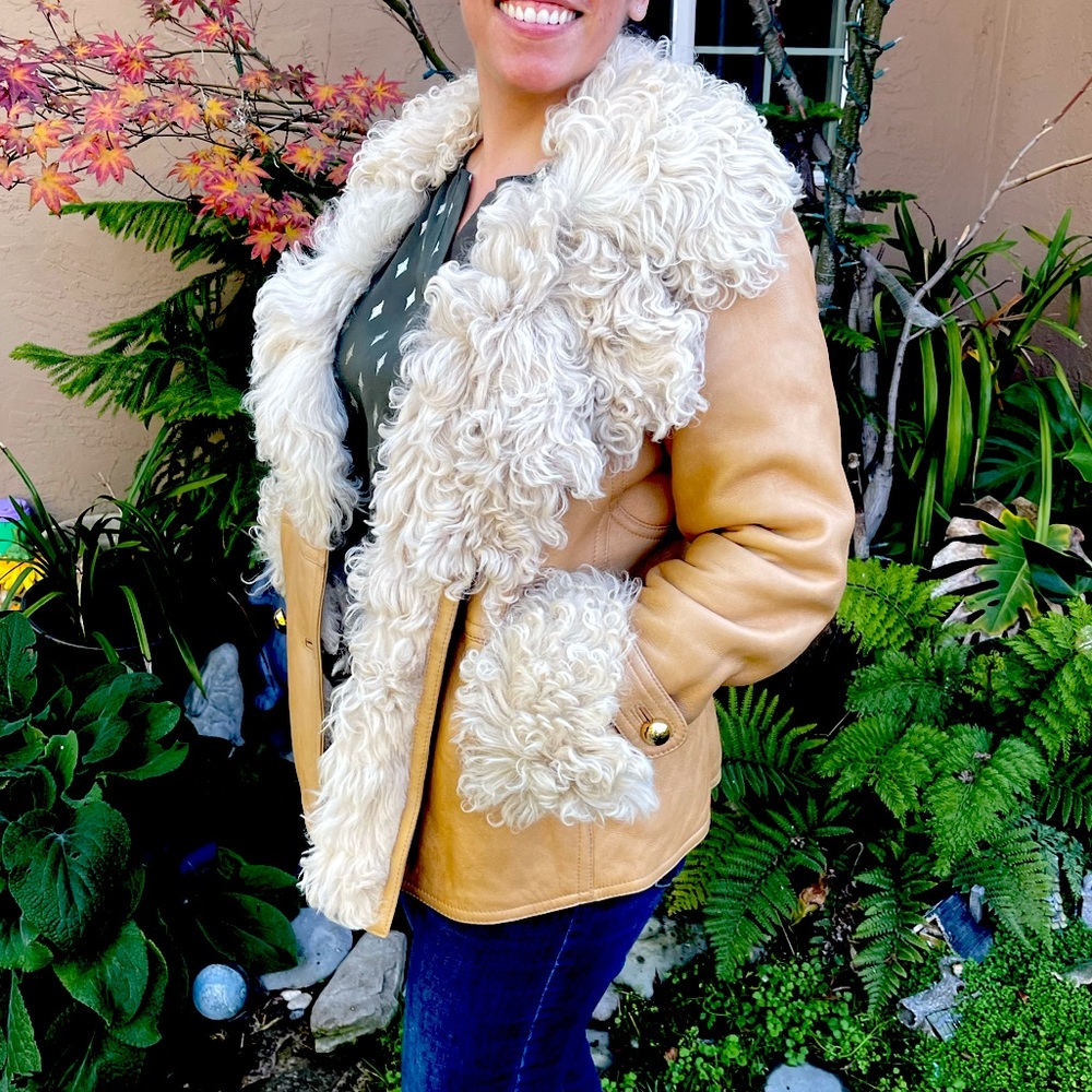 Authentic Coach Women’s Coat / jacket Lamb Skin Leather & Shearling  Size 10